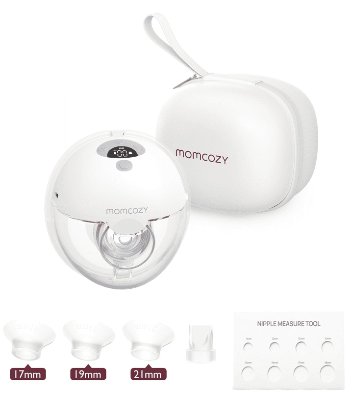 Momcozy M5 Tire-lait mains libres à porter, téterelle à double étanchéité, 3 modes et 9 niveaux d’aspiration, électrique et portable, gris, 1