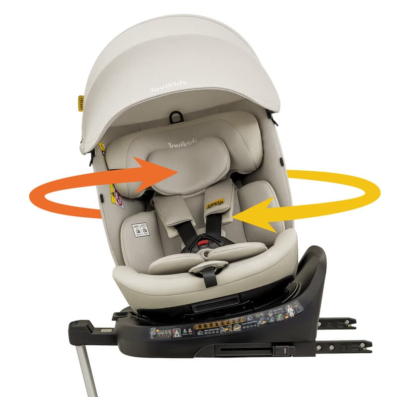 Jovikids RANGER 2 360° i-Size siège auto pour enfant, 40-150 cm, avec ISOFIX, conception pivotante à 360°, adapté de la naissance à 12 ans,