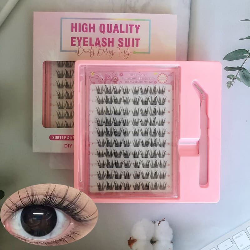 MeoMagic - Kit de faux-cils précolés avec pinces à épiler - 10 lignes - F60