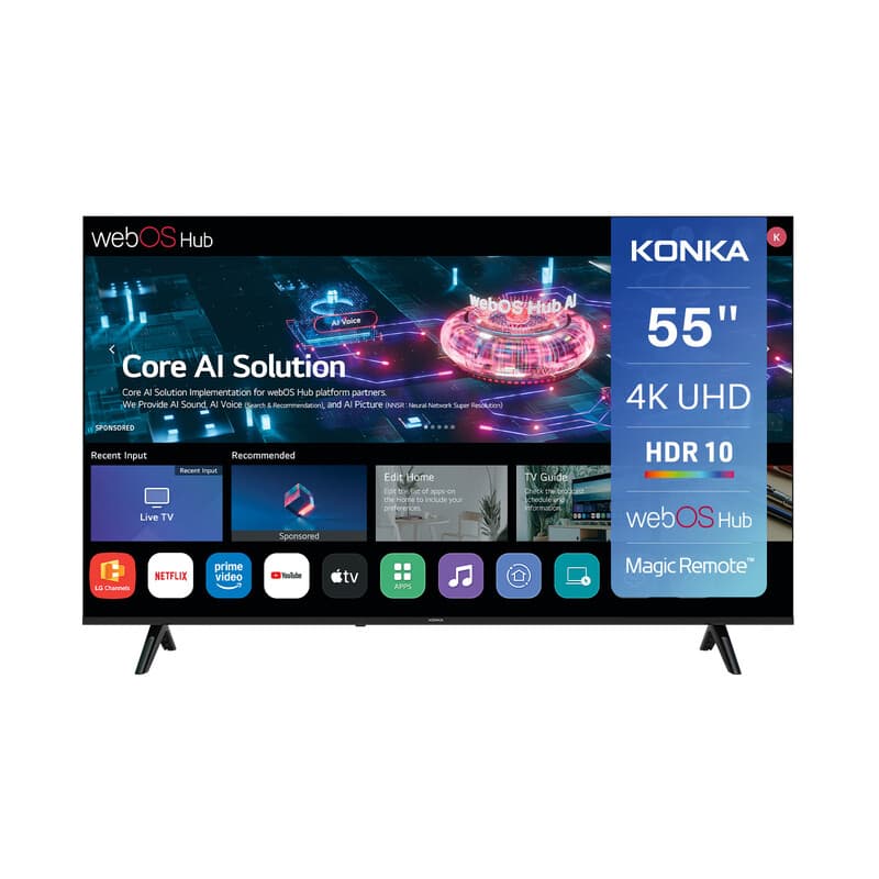 KONKA UDG55HK684ANTS Téléviseur intelligent LED UHD 4K 55 po webOS HDR10 MEMC AirPlay Google Cast Magic Remote