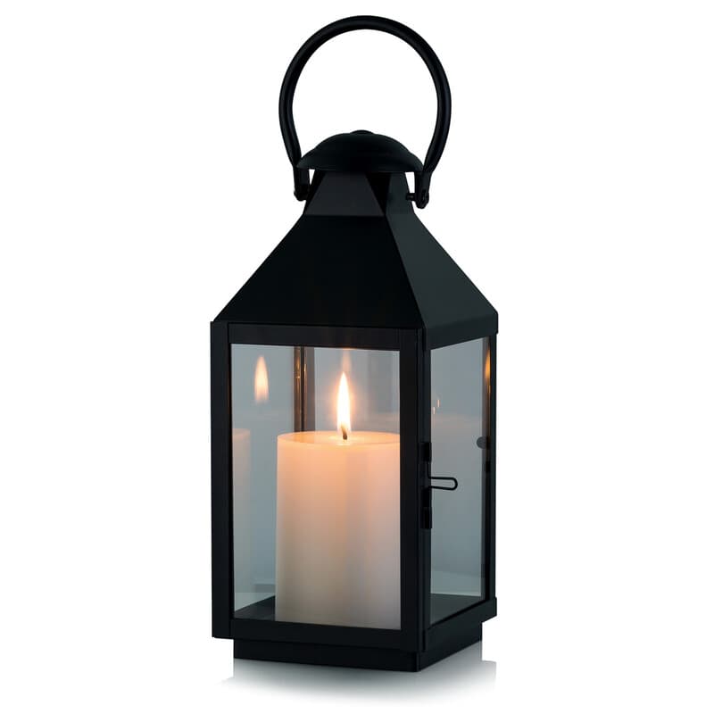 Lanterne à Bougie Décorative Noire : Bougeoirs à Bougie Pilier en Métal pour Table de Fête - Lanternes Suspendues de 10,2 Pouces de Haut pour