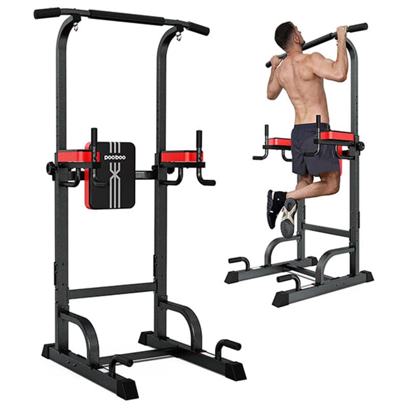 Pooboo C966S Station de musculation avec station à dips et barre de traction pour entraînement de remise en forme à domicile, Équipement
