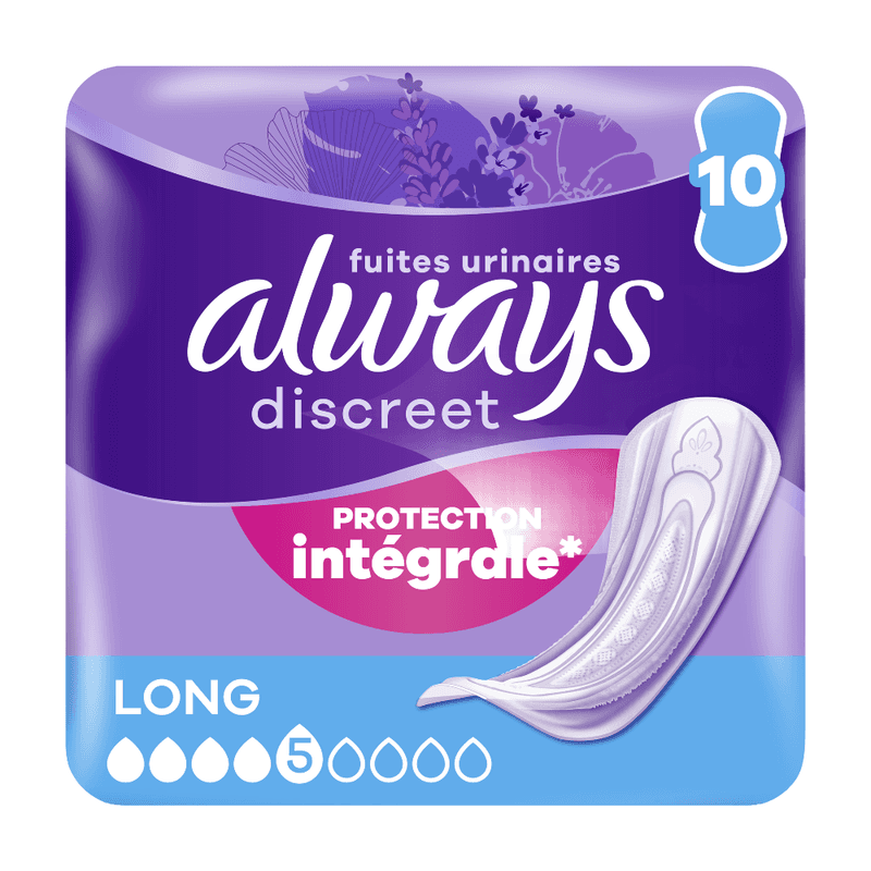 Always Discreet - Serviettes pour fuites urinaires longues - Lot de 10