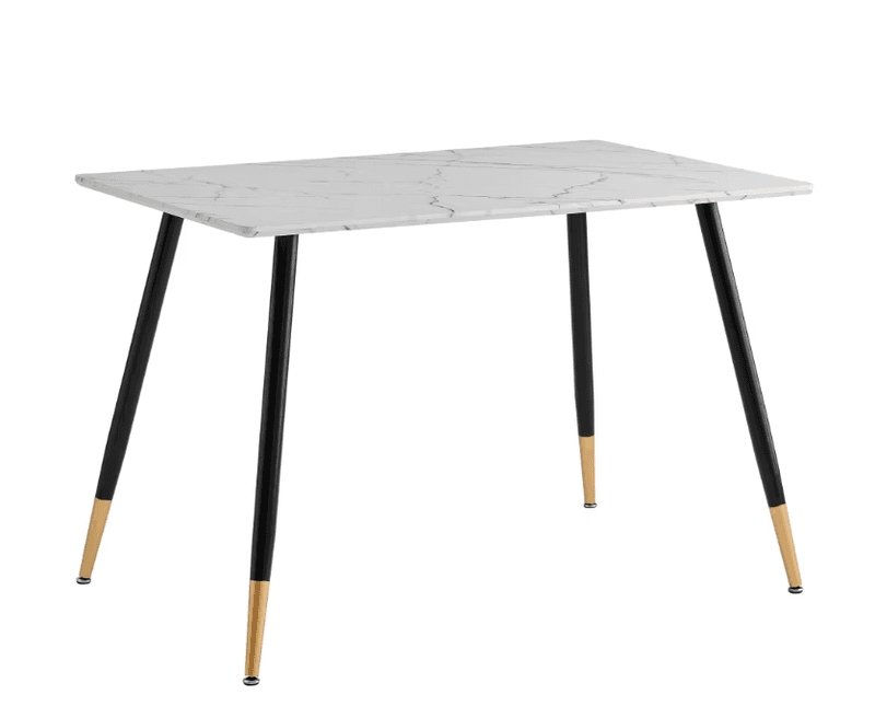 URBAN MEUBLE Table à manger rectangulaire effet marbre blanc - 110 x 70 x 75 cm