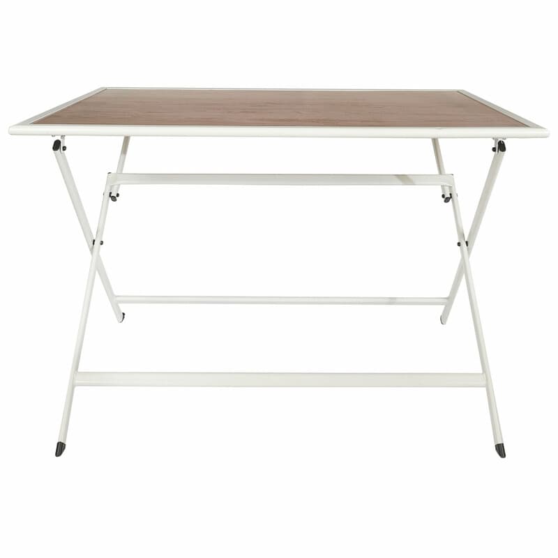 HOME DECO FACTORY Table en métal blanc effet bois Barcelone 110 x 70 m2