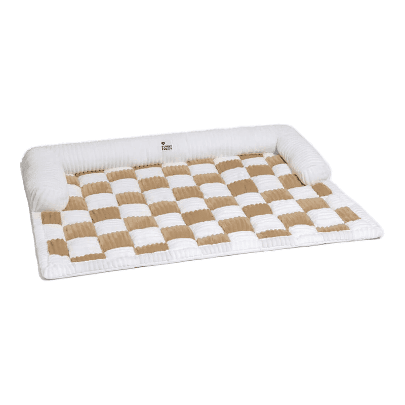 FUNNYFUZZY Tapis protecteur pour chien à motif carreaux crème et café - Taille S