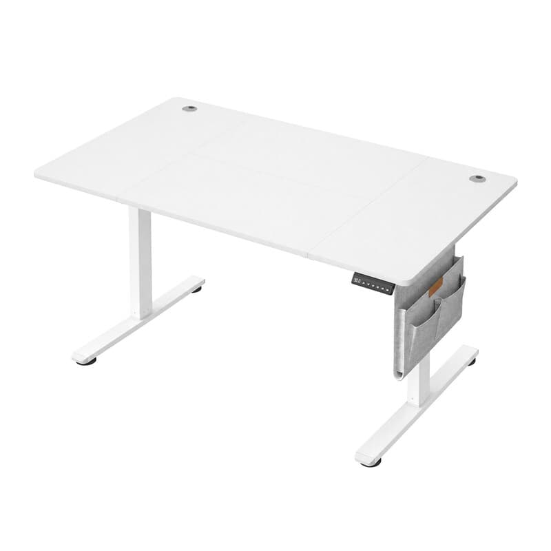 Ochama Bureau réglable en hauteur, 160 x 70 cm, Fonction mémoire, Connexion USB-C, Blanc