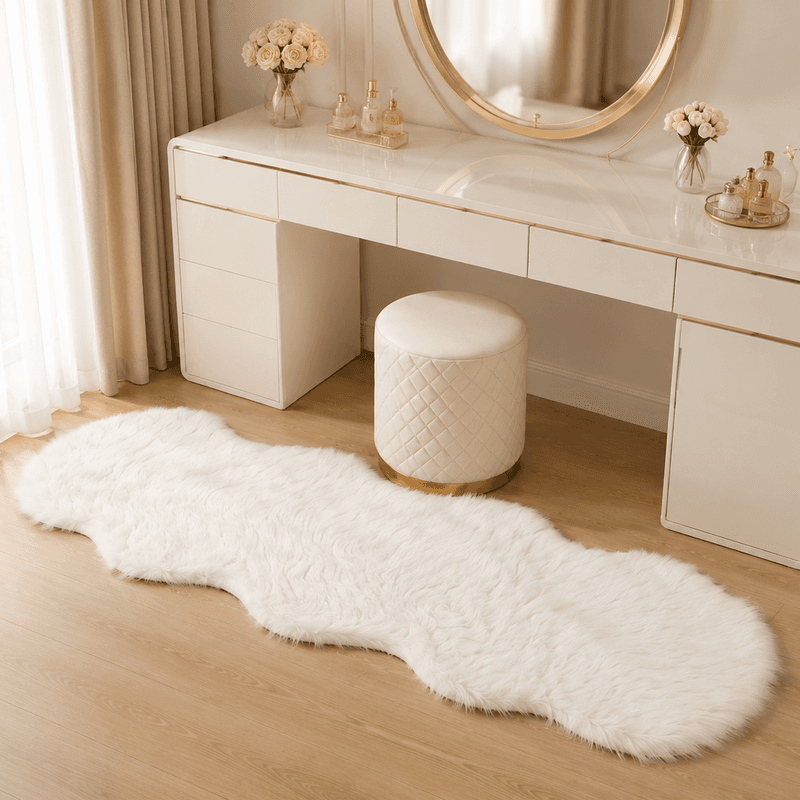 Tapis de couloir en fausse laine de mouton, 60 x 180 cm, tapis extra long et moelleux, tapis de sol en laine de mouton blanc à poils longs avec