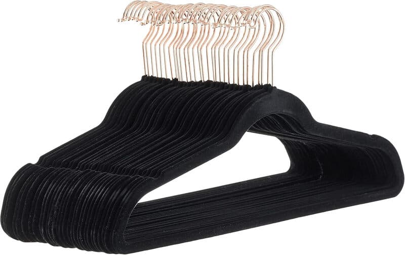 ANQI Lot de 30 cintres en velours antidérapants - Noir/or rose