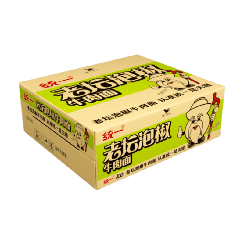 Uni-President 100 nouilles au bœuf et au piment mariné, style paquet, 104 g x 24 (carton complet)