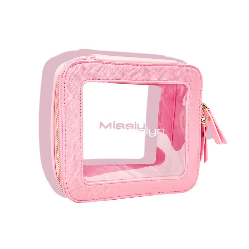 MISSILYN Trousse à maquillage semi-transparente et imperméable - Rose