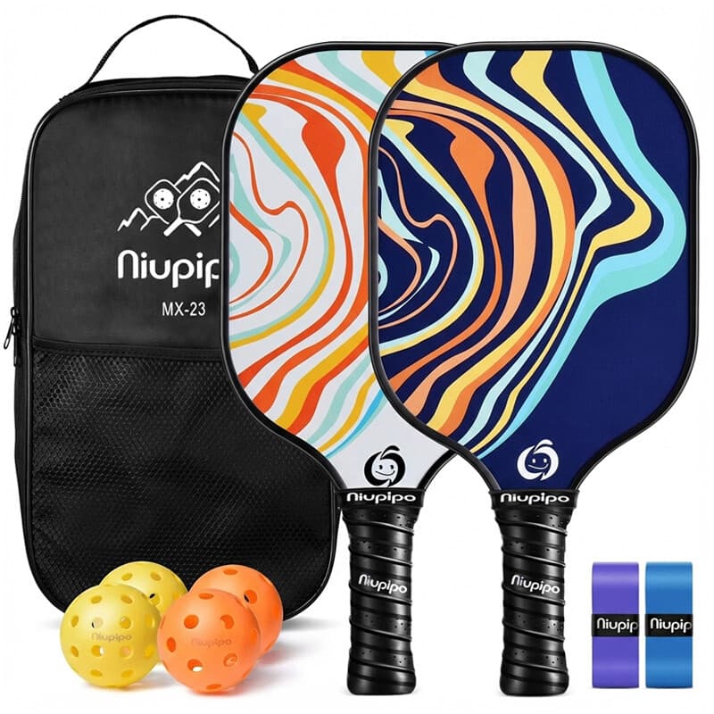 NIUPIPO MX-23 Lot de 2 paddles de pickleball en fibres de verre, noyau en polypropylène à alvéoles certifié USAPA