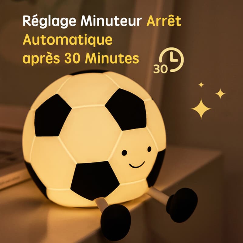 VIVREAL A032 Veilleuse LED ballon de football rechargeable en silicone souple, ABS et PP, 3 niveaux de luminosité, charge Type-C - Blanc