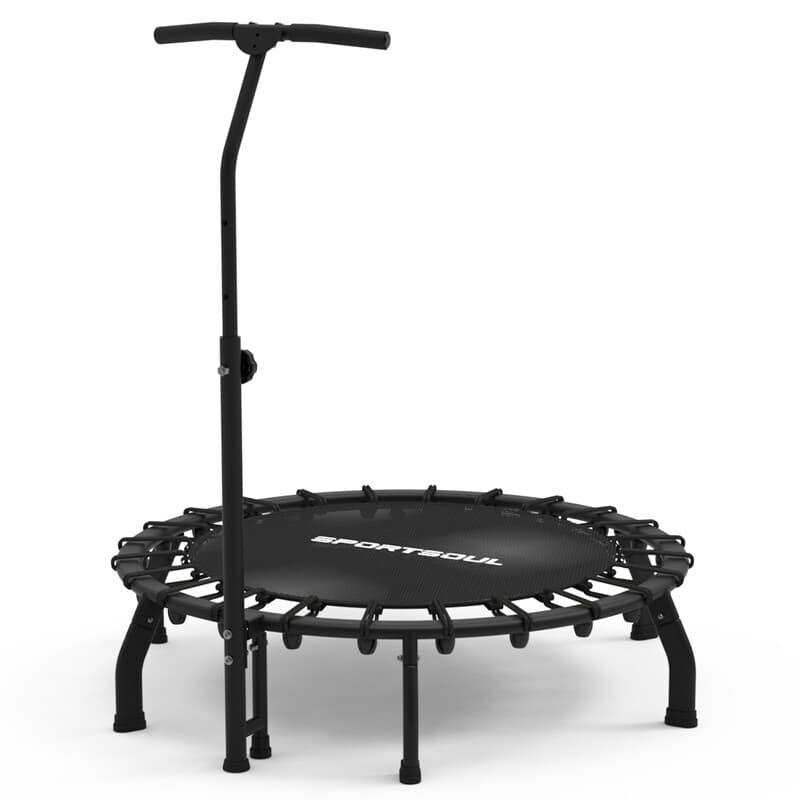 SPORTSOUL Trampoline de fitness rond de 42 pouces avec bandes de résistance élastiques, appareil d'exercice d'intérieur peu encombrant, charge