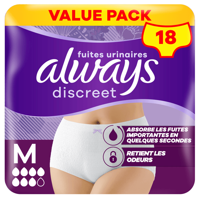 ALWAYS Discreet Plus - Culottes D'Incontinence Taille M - 18 Unités