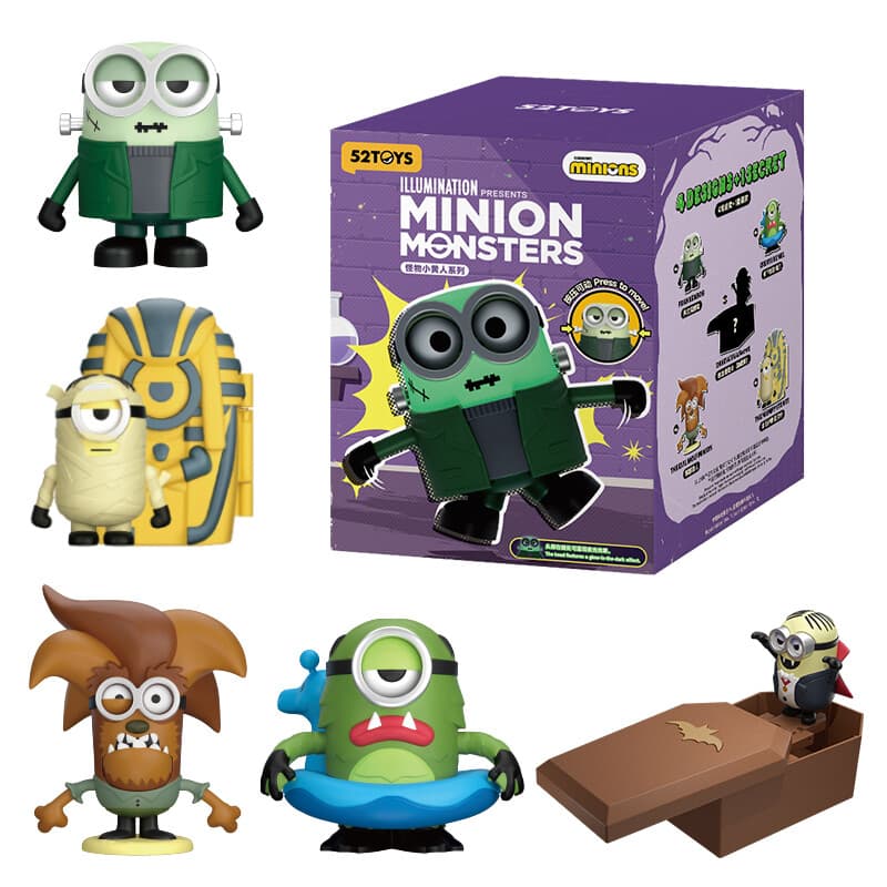 52TOYS Série Minions - Figurine mécanique à ressort articulée, boîte mystère, jouet tendance, produit dérivé Universal, envoi aléatoire