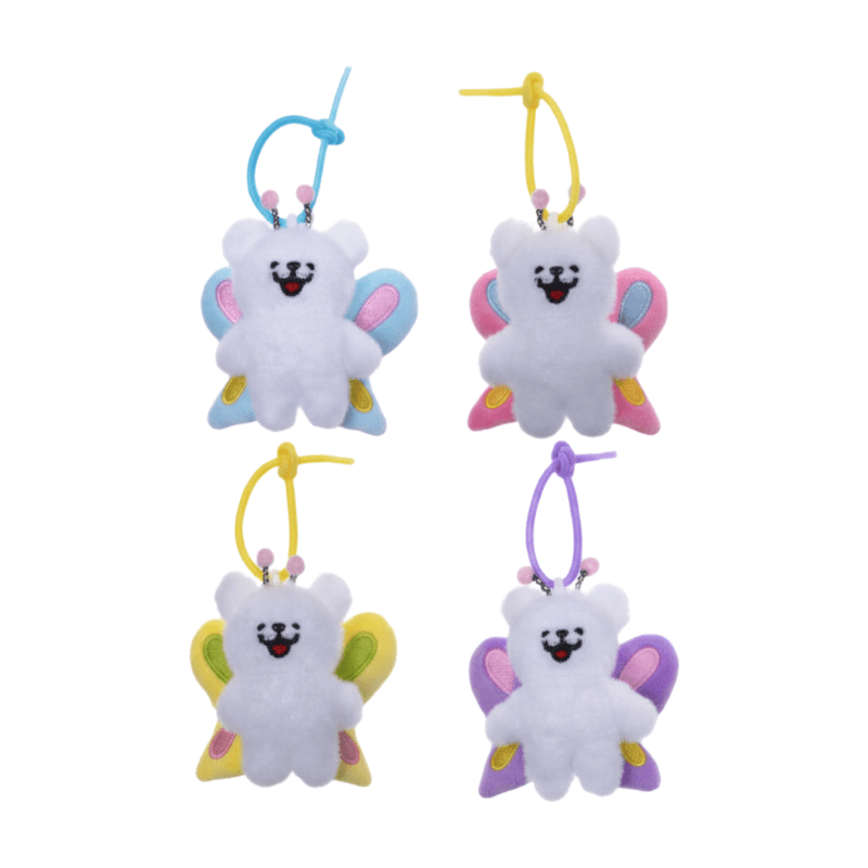 Porte-clés en peluche papillon et chiot 9 cm (Modèle aléatoire)