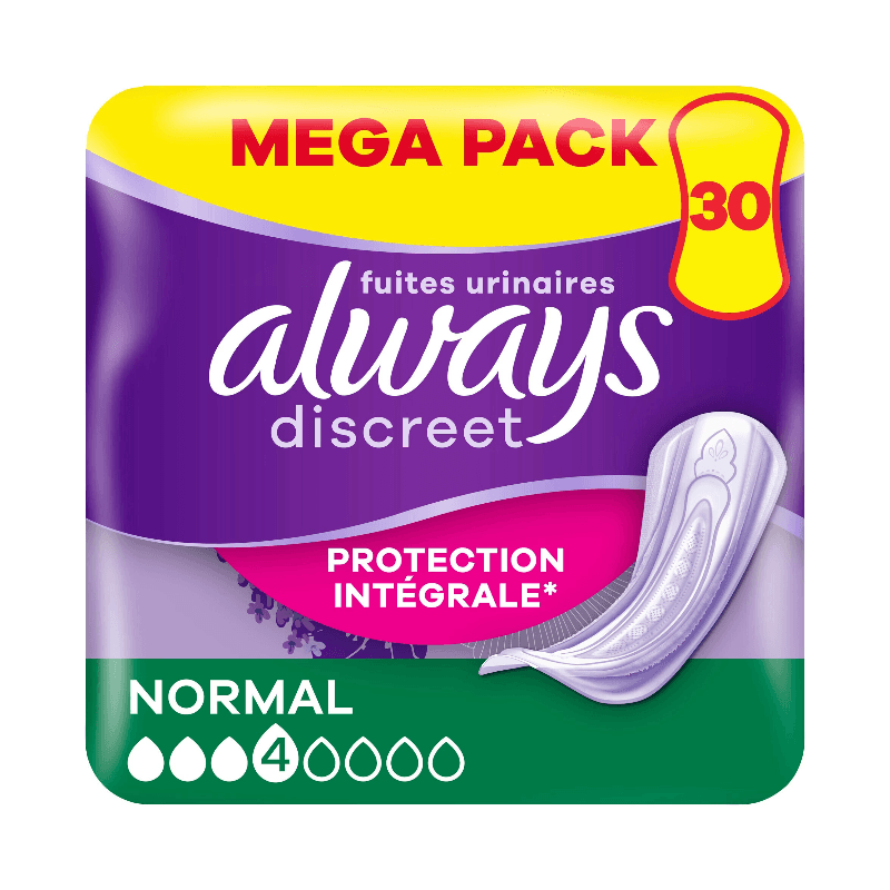 Always Discreet serviettes fuites urinaires normal Megapack x30