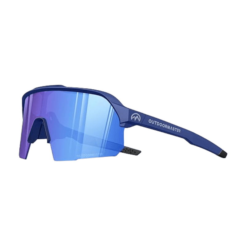 OUTDOORMASTER Hawk HD Lunettes de sport TR90, lentilles grisées polaires, pour pêche, baseball, voile, golf et conduite, cadre bleu profond, Revo