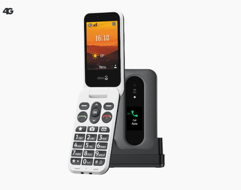 Doro Leva L30 Téléphone pliant 4G pour seniors - Blanc