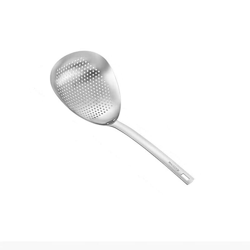 Maxcook Cuillère égoutteuse à fentes, grande cuillère égoutteuse en acier inoxydable 15 cm avec poignée et trous de suspension, écumoire, pelle