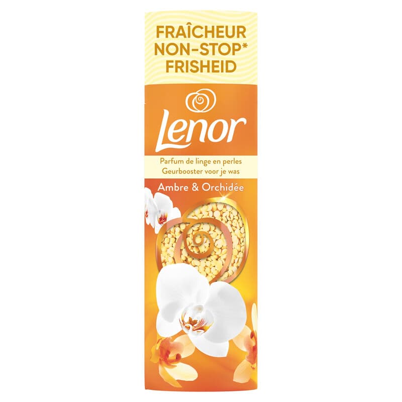 Lenor Parfum De Linge En Perles, Parfum Ambre et Orchidée, Jusqu’à 12 Semaines De Fraîcheur Continue, Même Dans L’Armoire, Intensité