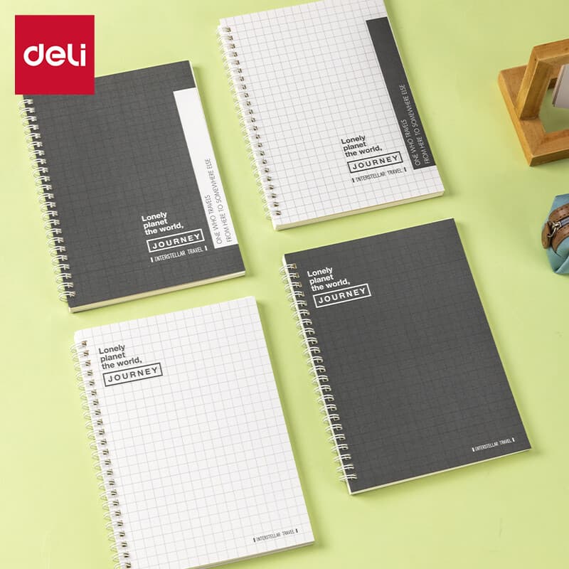 Deli Rhythm Series Lot de 4 carnets à spirale A5, papier ligné 70g/m² - 80 feuilles/160 pages