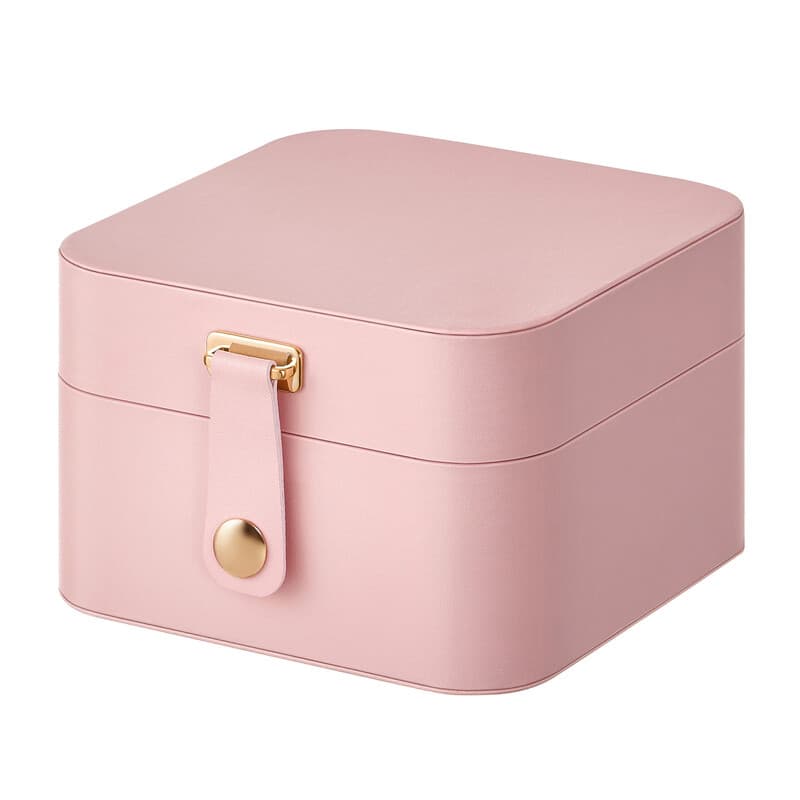 Ochama Coffret à Bijoux Compact, Rangement Portable à 2 Niveaux, Trousse de Voyage pour Accessoires, Rose