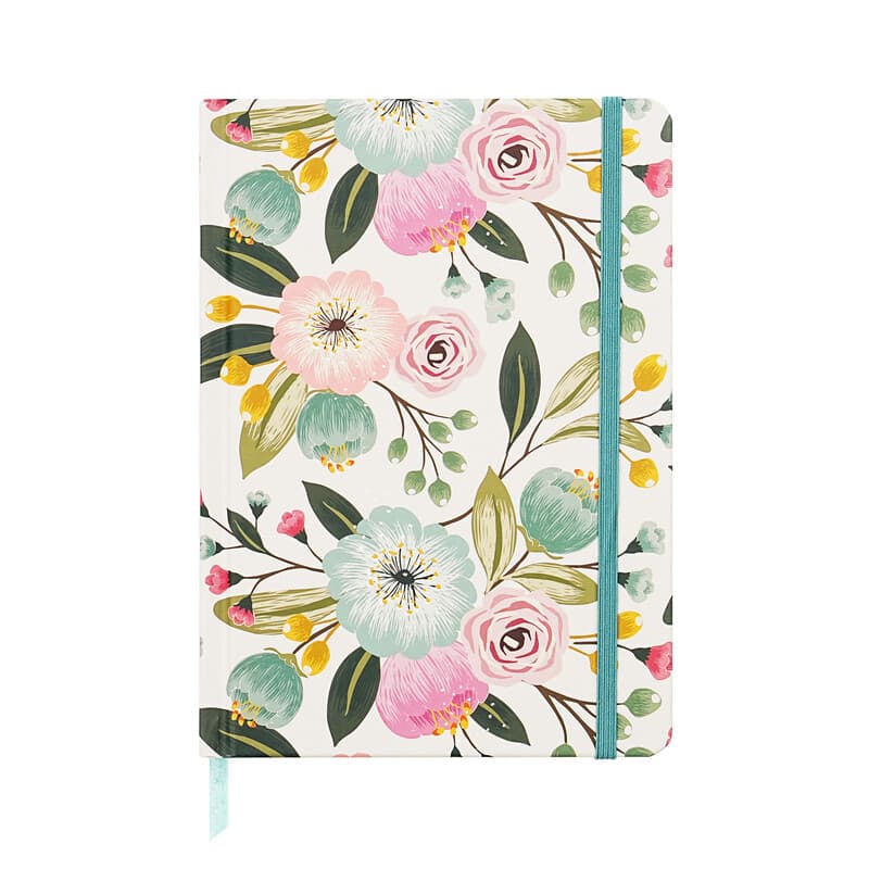 Jubiluu Carnet A5 à couverture rigide avec pages lignées - 96 feuilles (papier offset 100 g), marque-page et bande élastique - carnet ligné crème