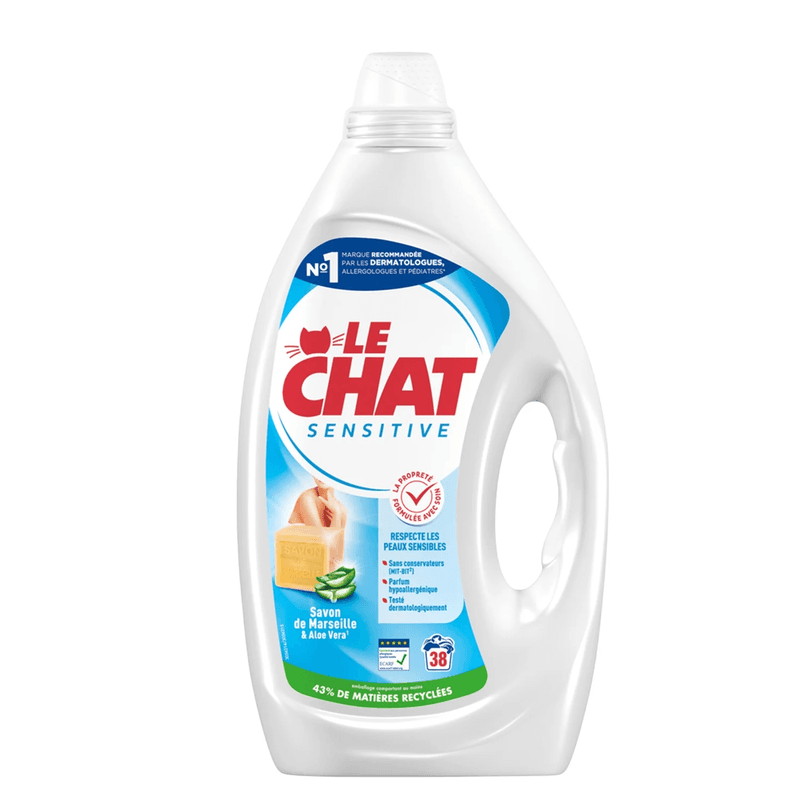 Le Chat Lessive liquide Sensitive au savon de Marseille et à l'aloe vera 1,71 L
