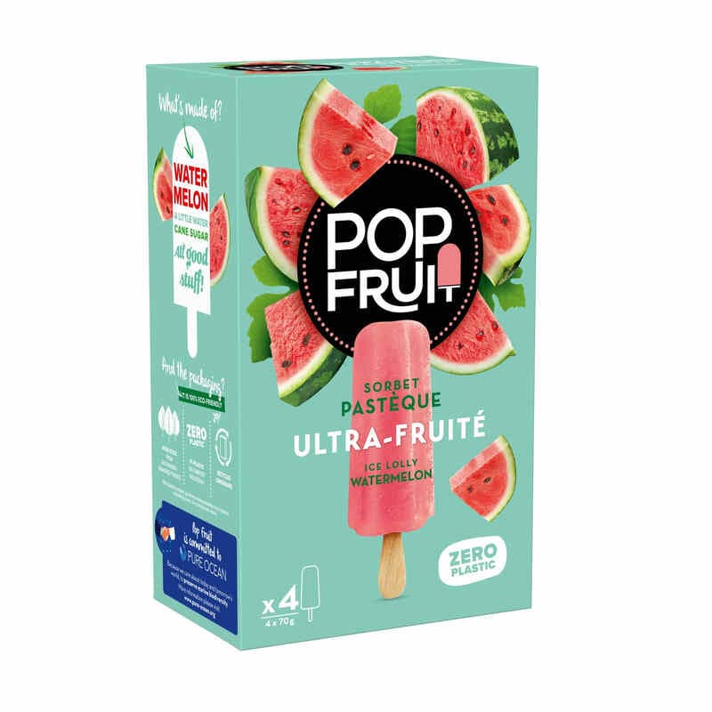 POP FRUIT Bâtonnets sorbet pastèque - 280 g / 4 pièces