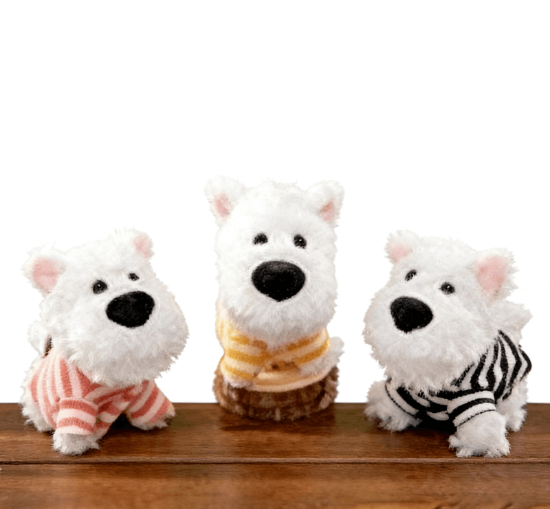 Porte-clés en peluche motif chien à rayures 10 cm (Modèle aléatoire)
