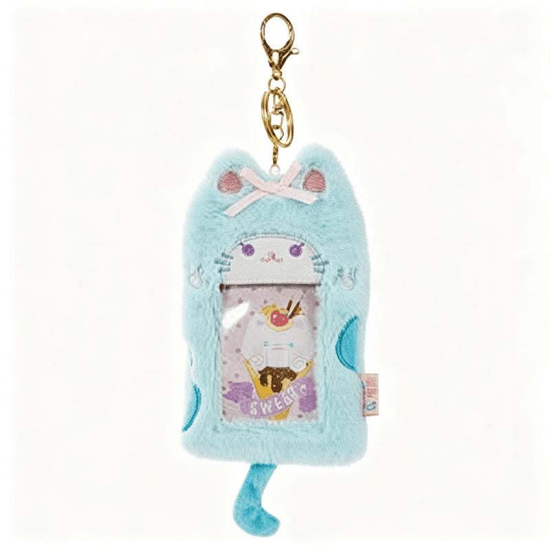 Porte-cartes en peluche motif chat YS, pendentif porte-clés, Série 15 cm