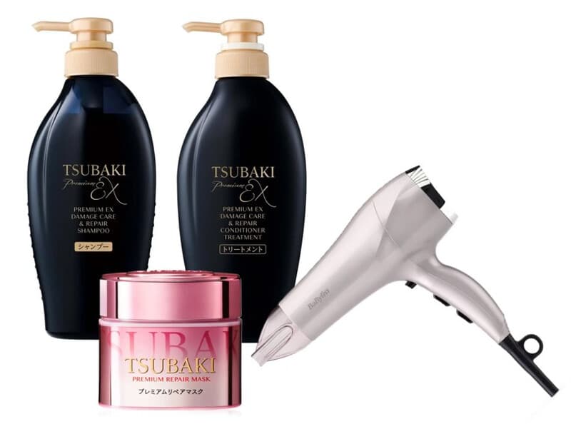 Babyliss x Tsubaki Pack Cheveux Réparés & Brushing Rapide : Babyliss D781E Sèche-cheveux 2300 W - Mauve lustre + Tsubaki Routine cheveux (Premium