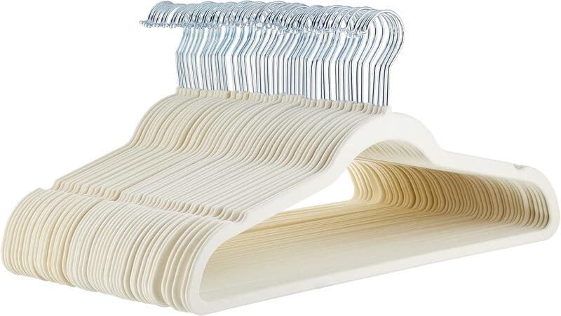 ANQI Lot de 50 cintres en velours antidérapants - Ivoire/beige