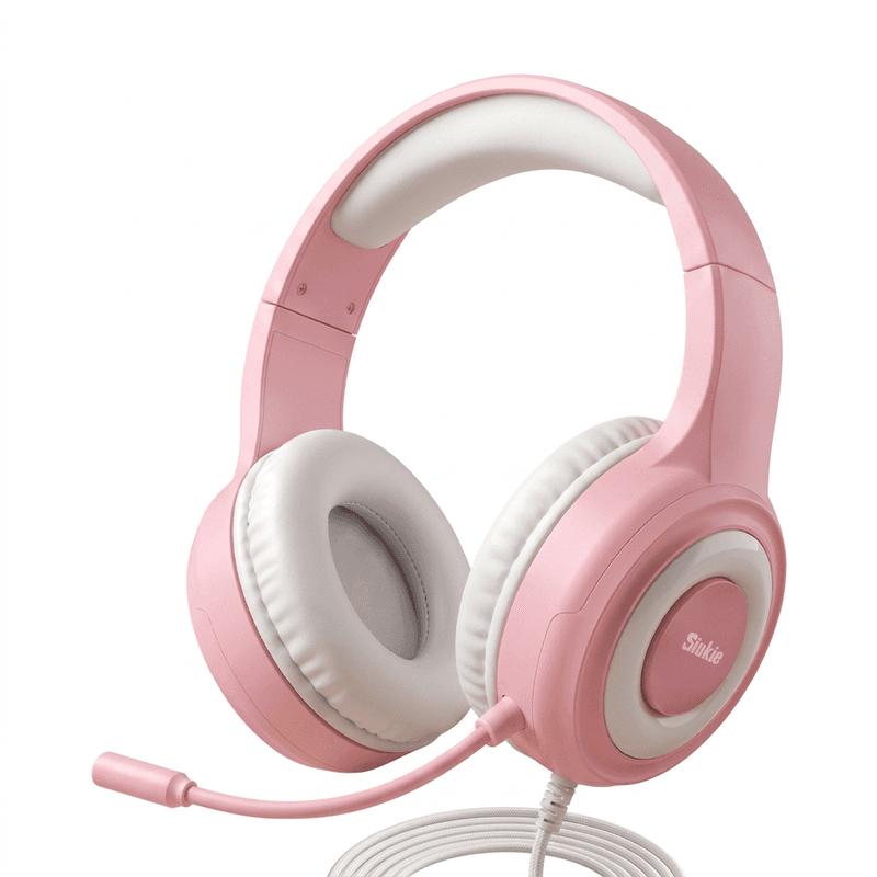 Siukie CH25 Casque Gaming - Micro à Réduction de Bruit, Haut-Parleur 50 mm, Filaire Circum-Auriculaire avec USB & Prise 3,5 mm, Rétroéclairage LED