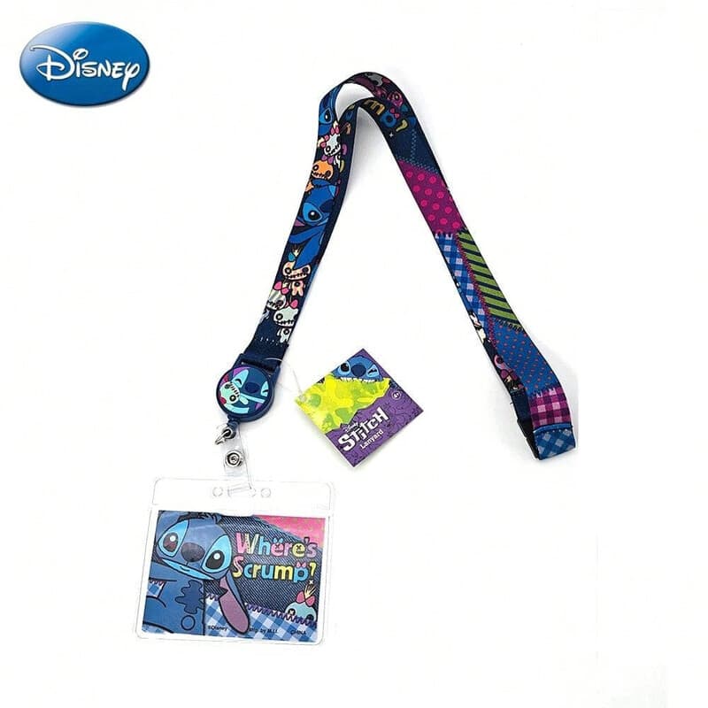 Disney Porte-badge rétractable Stitch & Scrump avec tour de cou, sous licence officielle