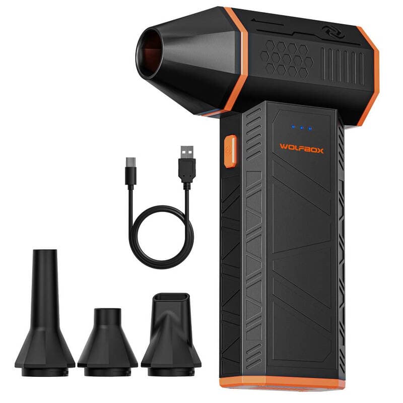 WOLFBOX MegaFlow 50 Dépoussiéreur électrique à air comprimé 110000 tr/min super puissant, Mini souffleur réglable 3 vitesses avec charge rapide,