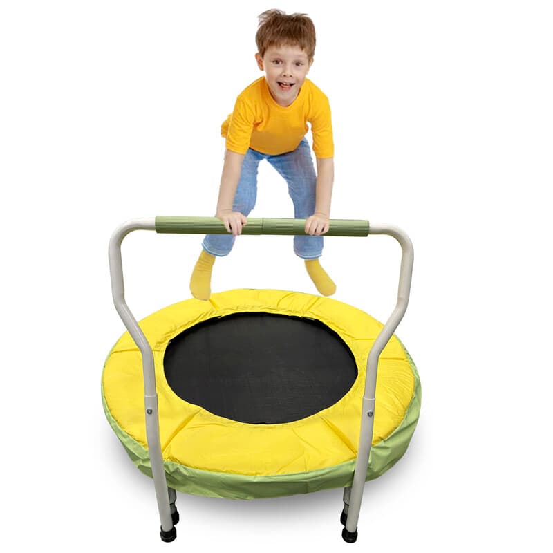 SPORTSOUL Mini trampoline pour enfants 3-6 ans avec barre de maintien en mousse ultra-sûre, trampoline d'intérieur pour tout-petits 36 pouces avec