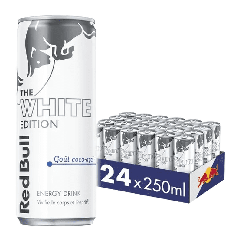 Red Bull Boisson Énergisante Goût Coco Açaí Édition Blanche - Lot de 24 x 25 cl