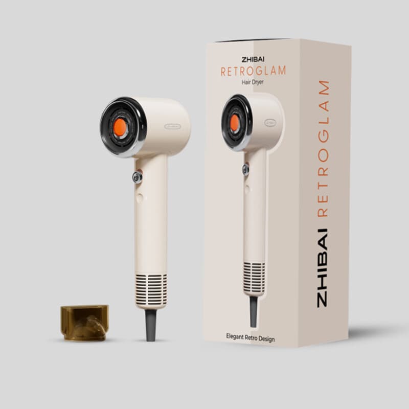Zhibai Sèche-cheveux rétro haute vitesse pour usage domestique, 250 millions d'ions positifs et négatifs pour protéger les cheveux, faible bruit,