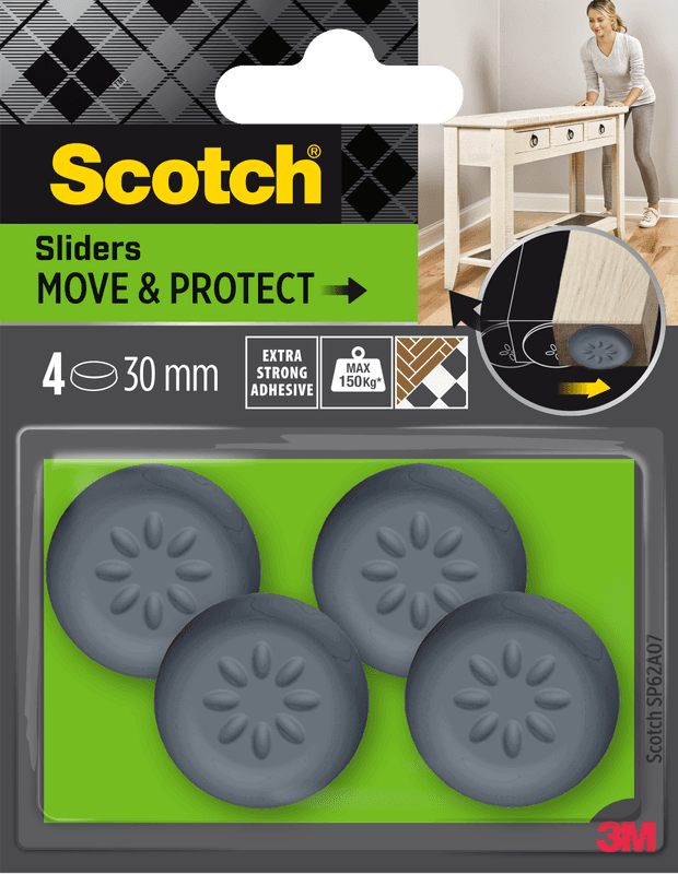 Scotch®Patin glisseur alvéolé adhésif Gris Ø 30 mm