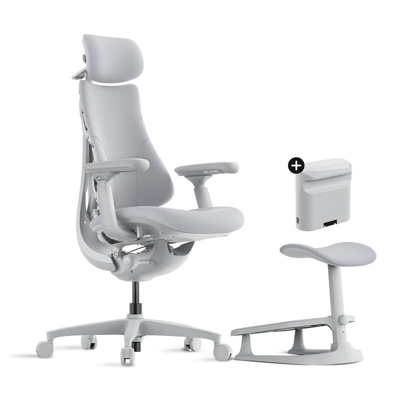 Chaise de bureau ergonomique LiberNovo Omni avec repose-pieds, réglable avec support lombaire adaptatif, angle d'inclinaison de 160° et étirement