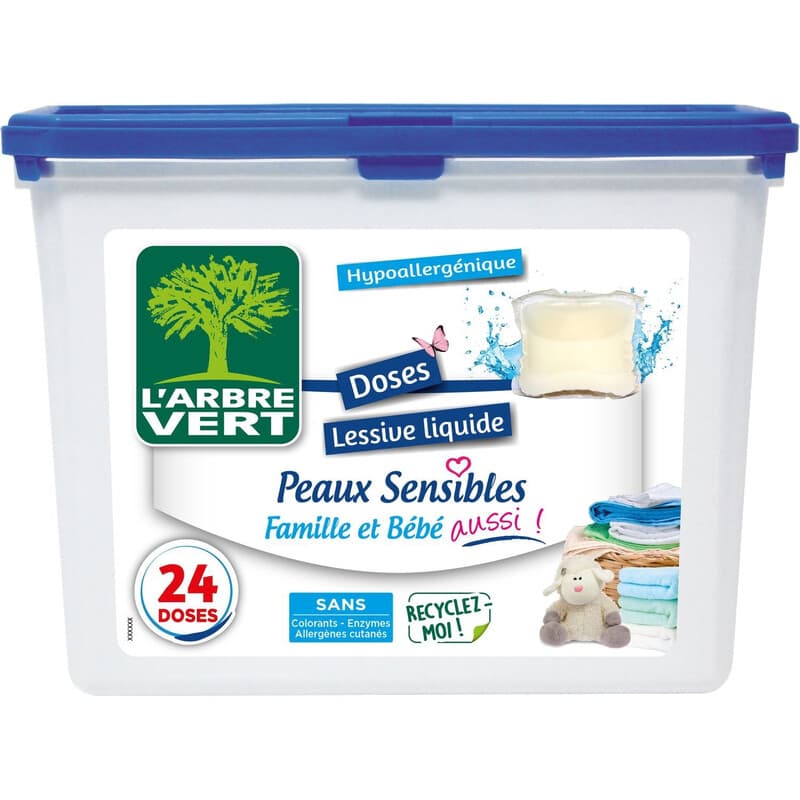 L'ARBRE VERT Doses Lessive Liquide Peaux Sensibles 24 doses