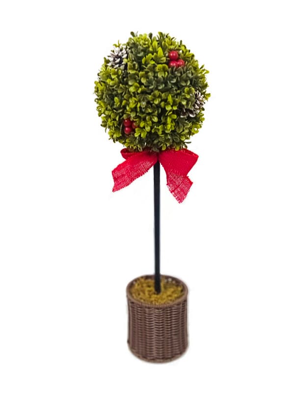Daisy Darcy Arbre boule de buis 60 cm avec baies et cônes, Matériau naturel : pommes de pin