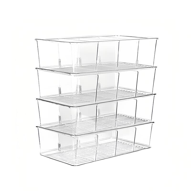 JORDAN&JUDY Boîte de rangement compartimentée, en PET, transparent, organisateur de bureau pour snacks, café et sachets de thé, 26,5 x 15,3 x 8,9