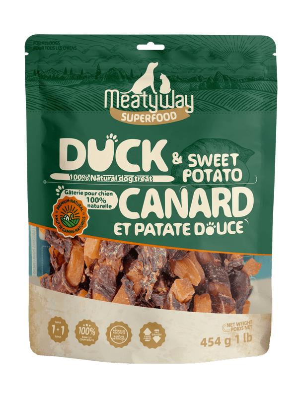 MeatyWay Superfood Friandises pour chien au canard et à la patate douce - 454 g
