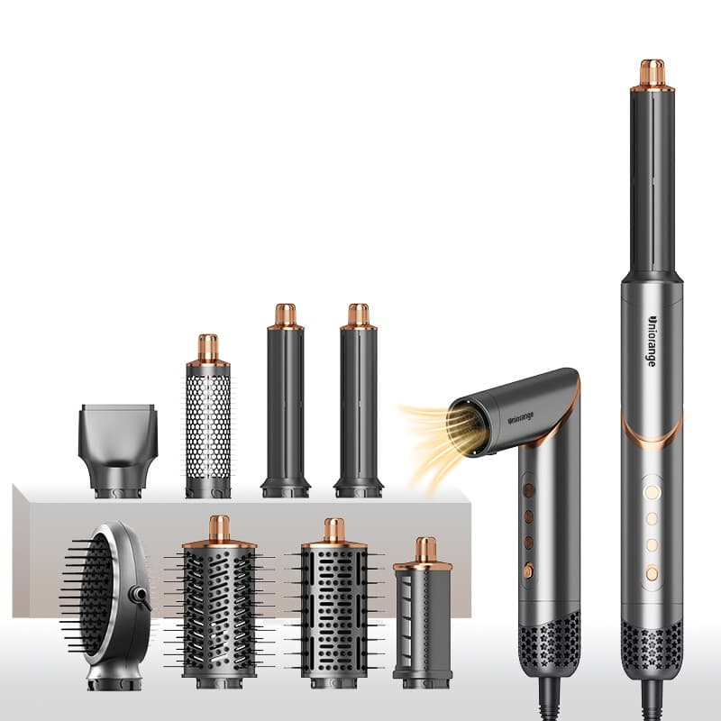 Uniorange M8 Sèche-cheveux et appareil de coiffage à air chaud 8-en-1, 1 400 W, Moteur 110 000 tr/min, 200 millions d'ions négatifs, Bouclage
