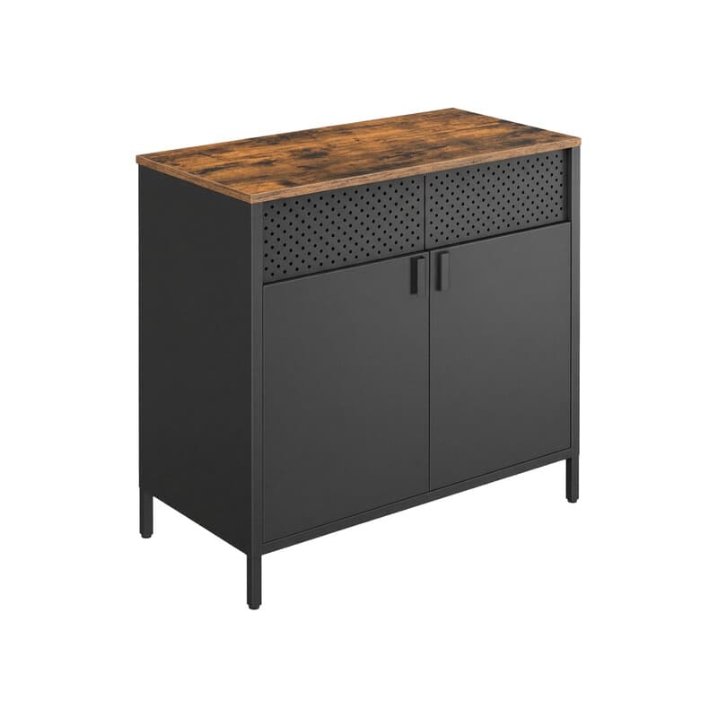 Ochama x SONGMICS Meuble de rangement sur pied avec porte et étagère réglable pour gain de place - Noir