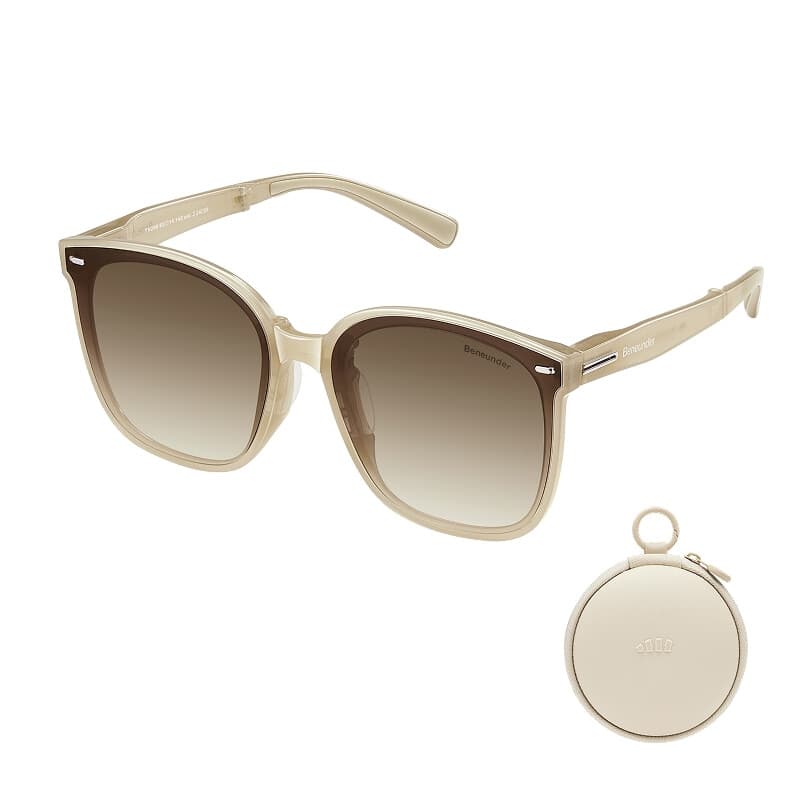Beneunder FD421 Lunettes de soleil oversize pliables avec verres anti‑reflets UV400 - Beige